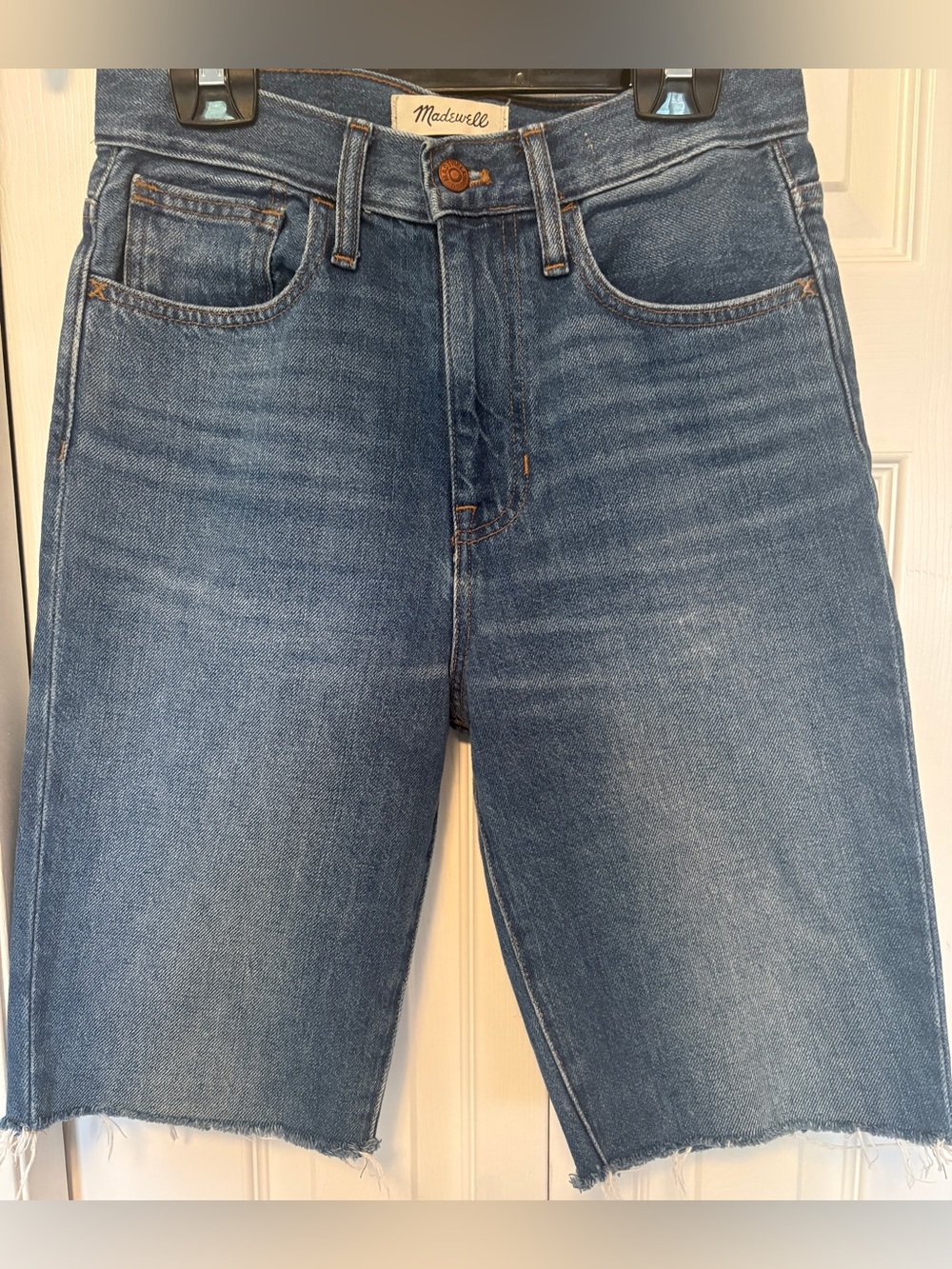 Madewell High Rise Mom Jean DIY Cut Off Shorts Stratfield Wash Size 24